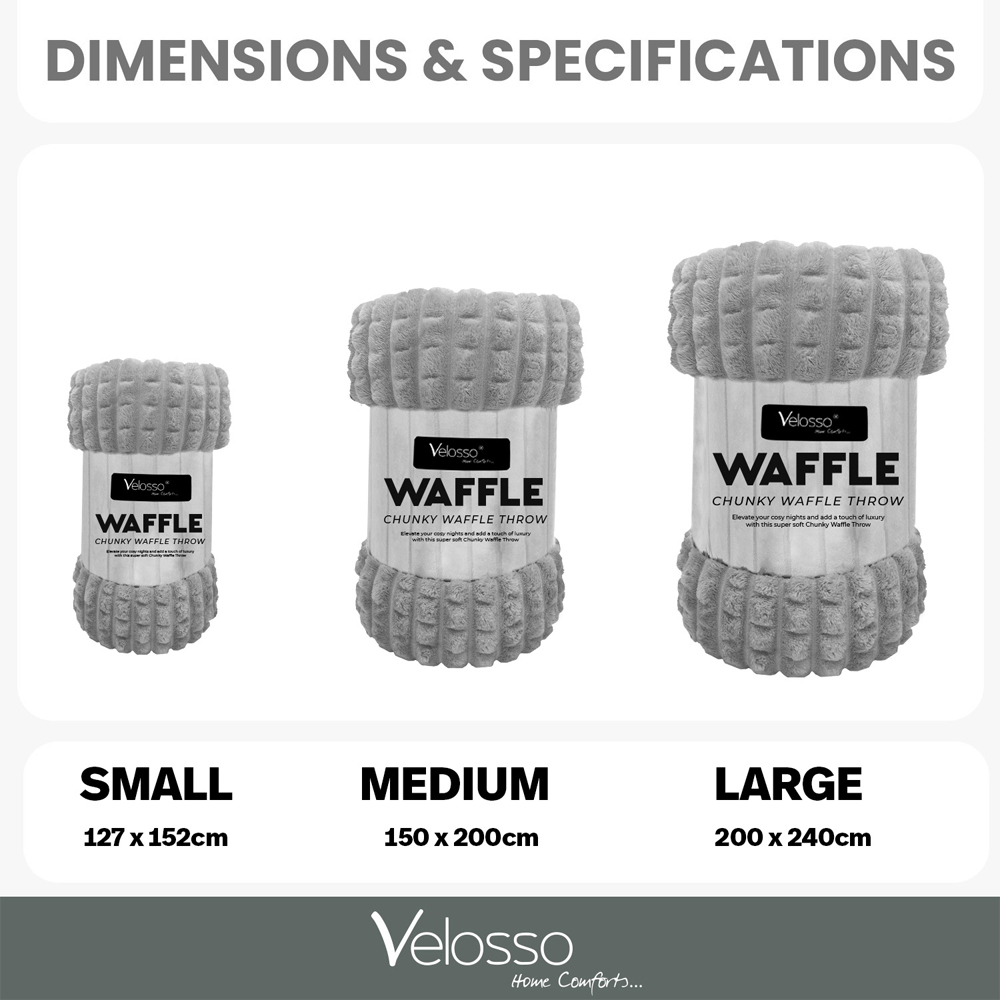 Velosso Silver Waffle Plush Throw 150 x 200cm Image 4
