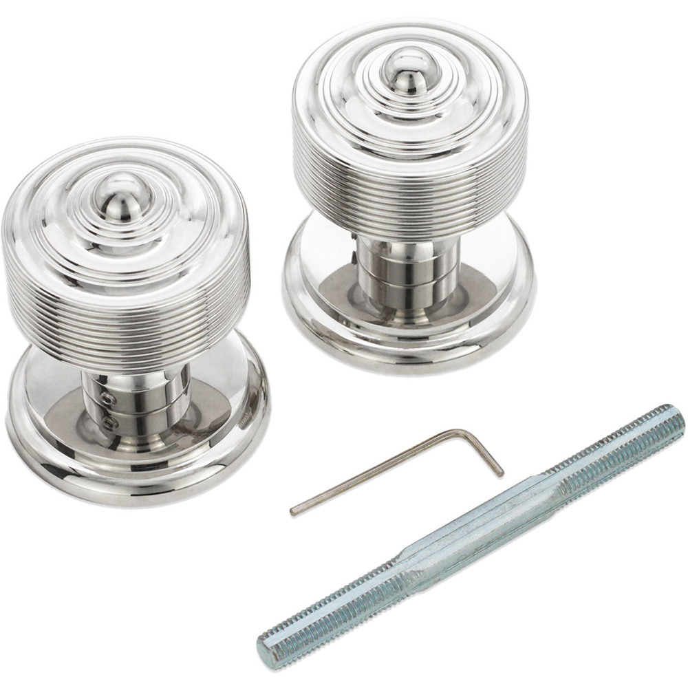 Spira Brass Polished Nickel Carter Mortice Door Knob 2 Pack Image 4