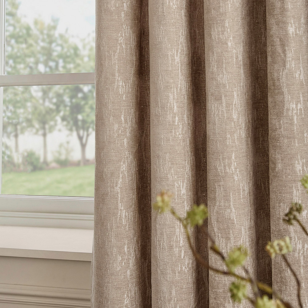 Paoletti Aurelio Mink Chenille Fully Lined Eyelet Curtains 117 x 183cm Image 4