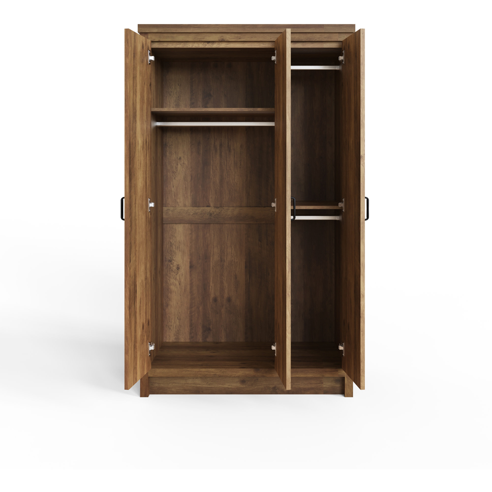 GFW Boston 3 Door Knotty Oak Wood Wardrobe Image 5