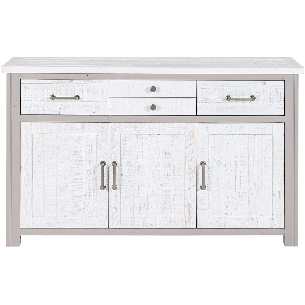 Baumhaus Greystone 3 Door 4 Drawer White Sideboard Image 3
