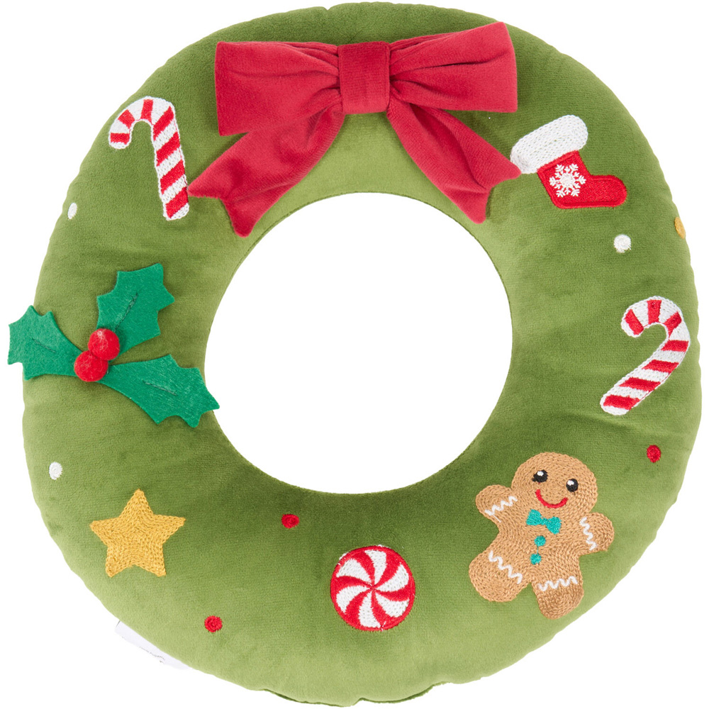 Christmas Bow Wreath Cushion Image 1