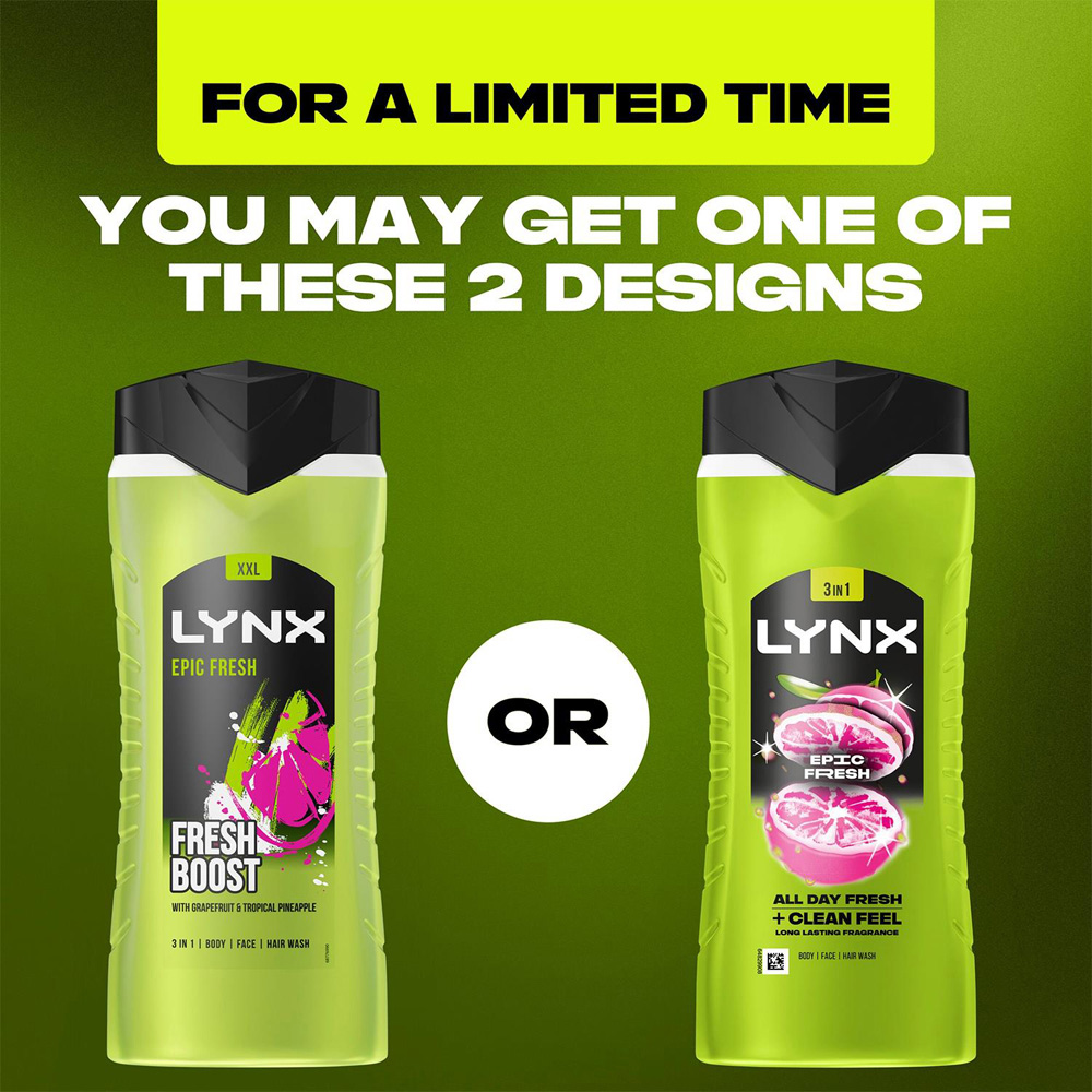 Lynx Epic Fresh Grapefruit and Tropical Pineapple Shower Gel 500ml 30 Pack Image 6