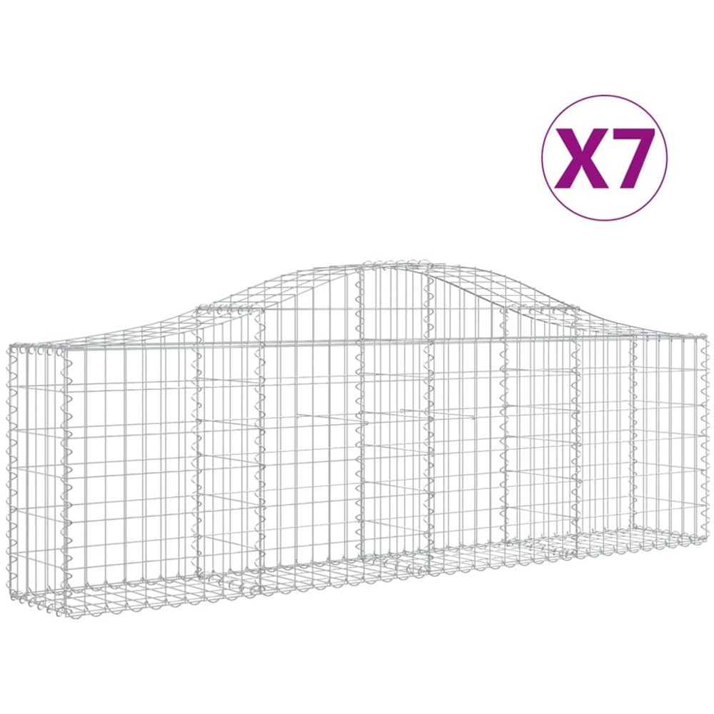 vidaXL Silver Galvanised Iron Arched Gabion Basket 200 x 30 x 60/80cm 7 Pack Image 4