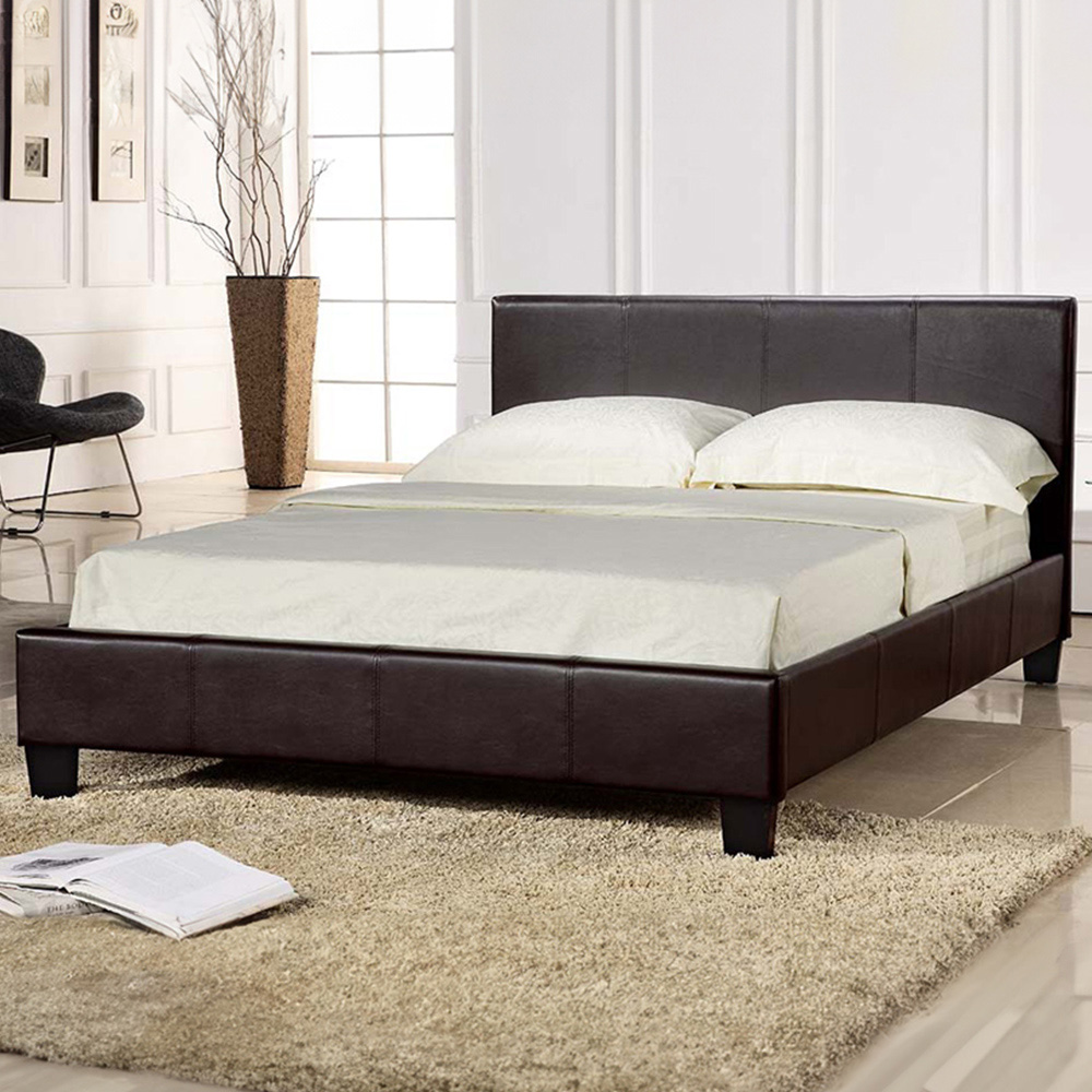 Brooklyn Single Brown Faux Leather Ottoman Bed Image 1