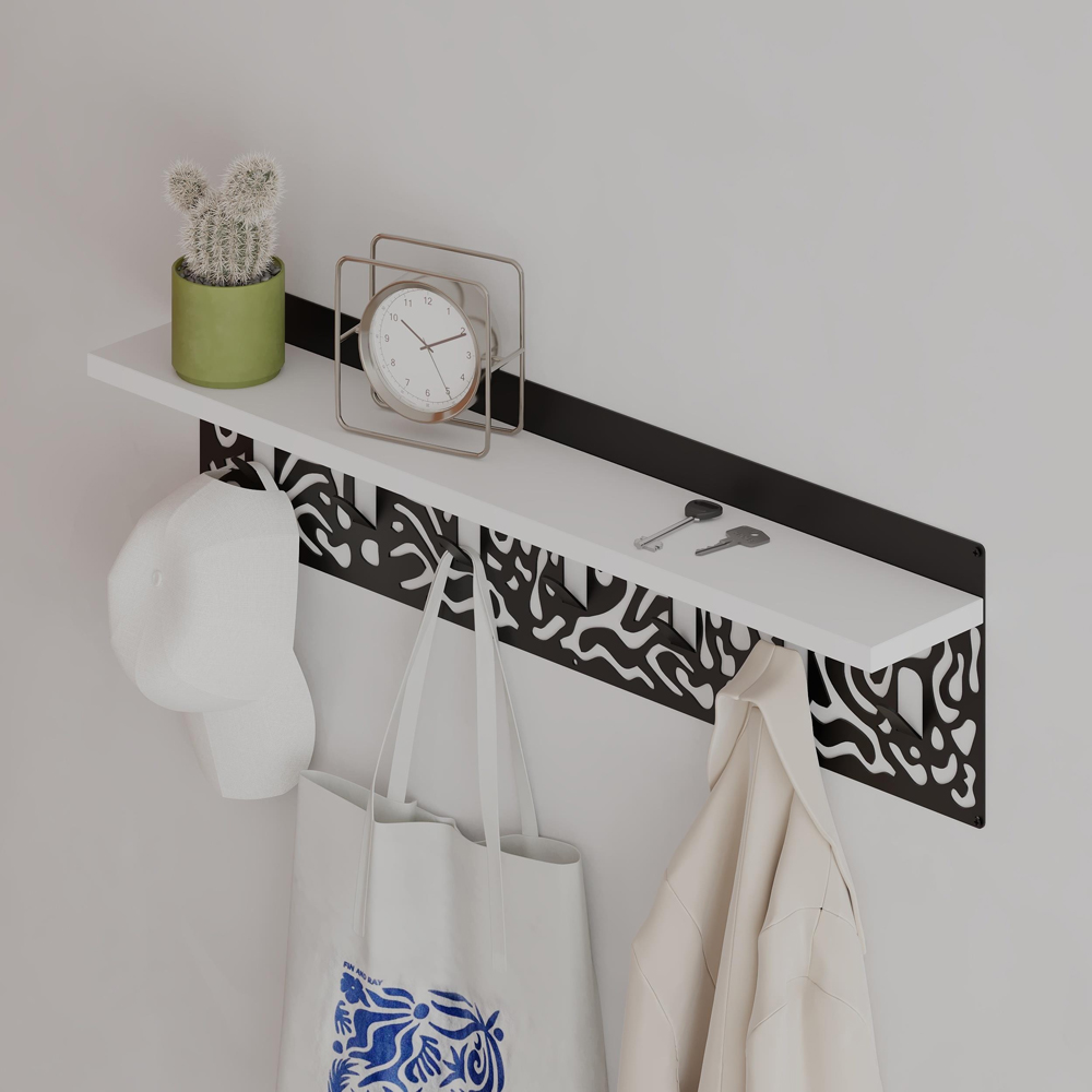 Decortie Novo Single Shelf White Coat Hanger with Seven Hooks Image 2