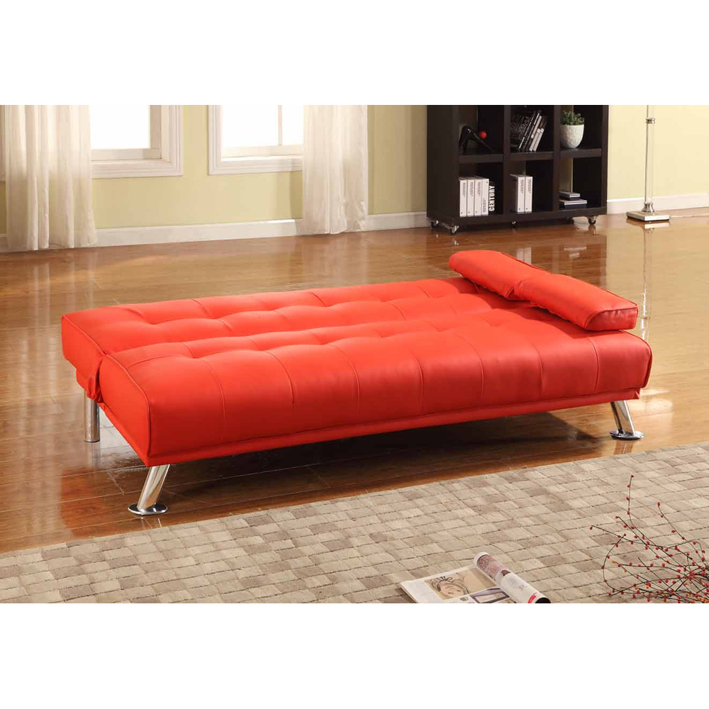 Brooklyn Double Sleeper Red Faux Leather Italian Sofa Bed Image 2