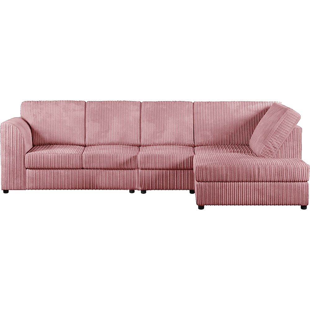 Luxor 4 Seater Pink Jumbo Cord Right Hand Facing Full Back L Shaped Corner Sofa Set Image 2