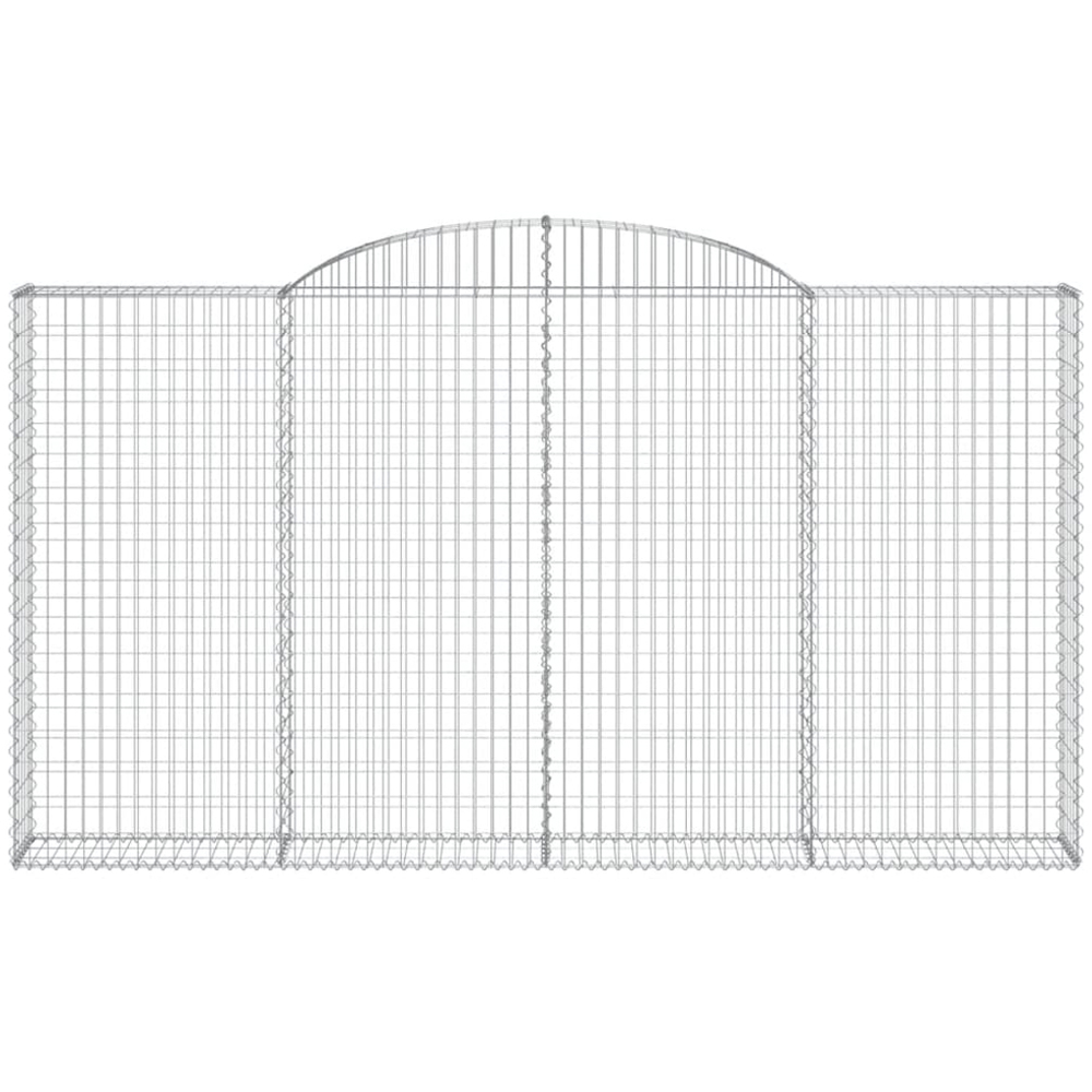 vidaXL Silver Galvanised Iron Arched Gabion Basket 300 x 30 x 160/180cm 7 Pack Image 2