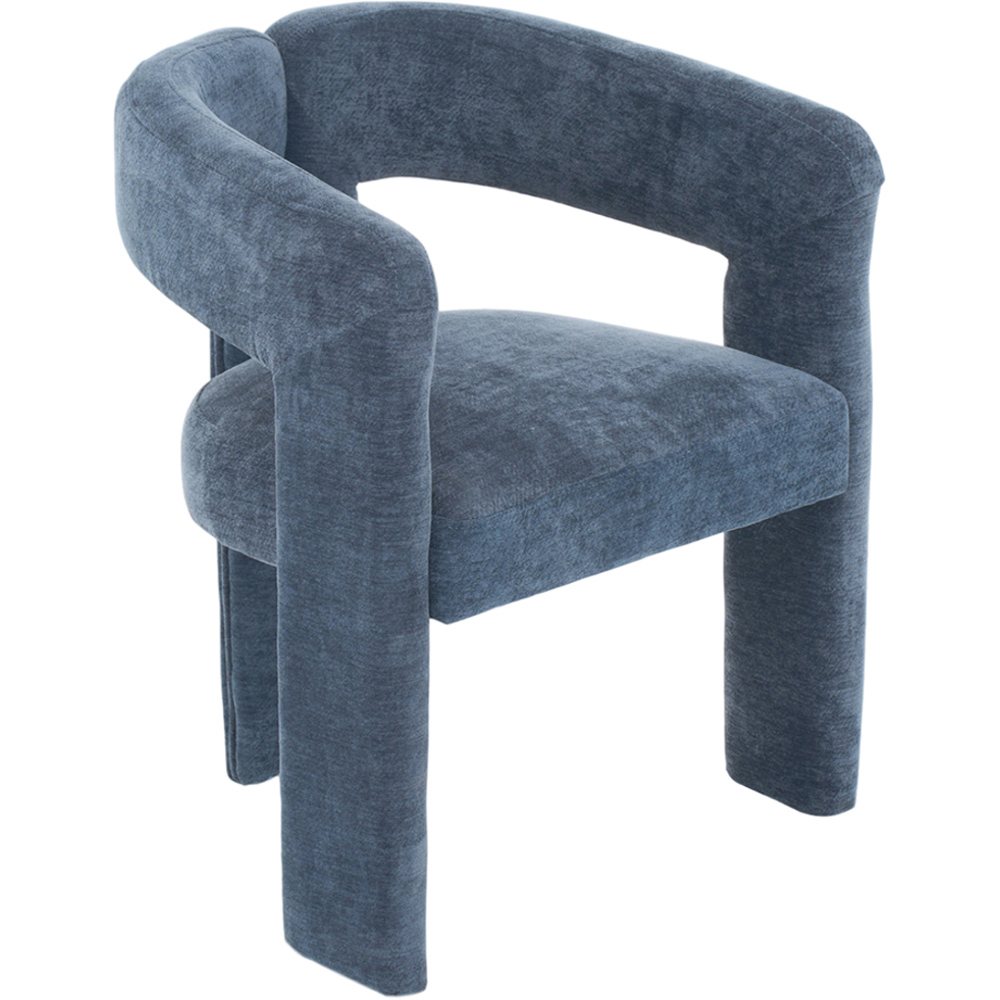 Living and Home Blue Chenille Upholstered Accent Chair Image 2