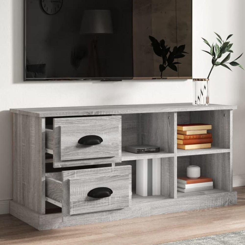 vidaXL 2 Drawer 4 Shelf Grey Sonoma TV Cabinet Image 1
