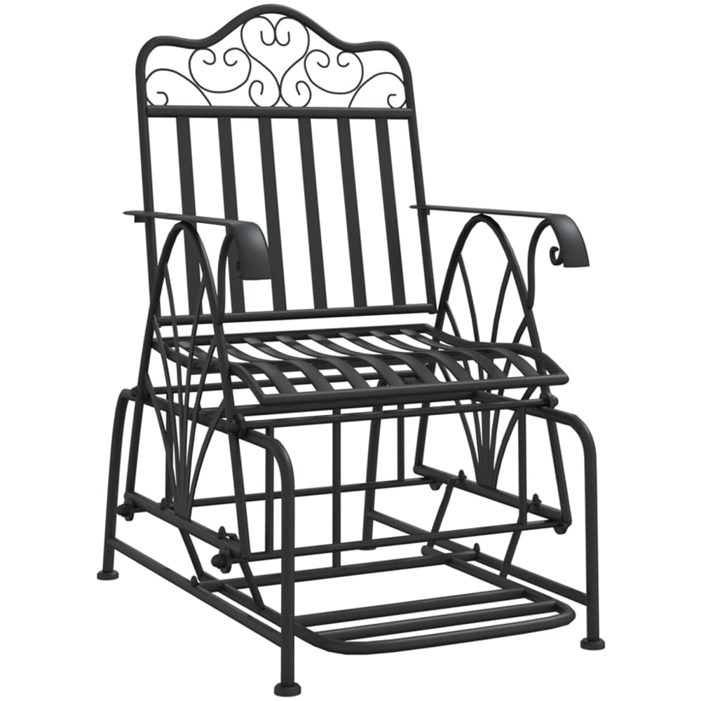 vidaXL Single Seater Black Steel Glider Bench Image 2