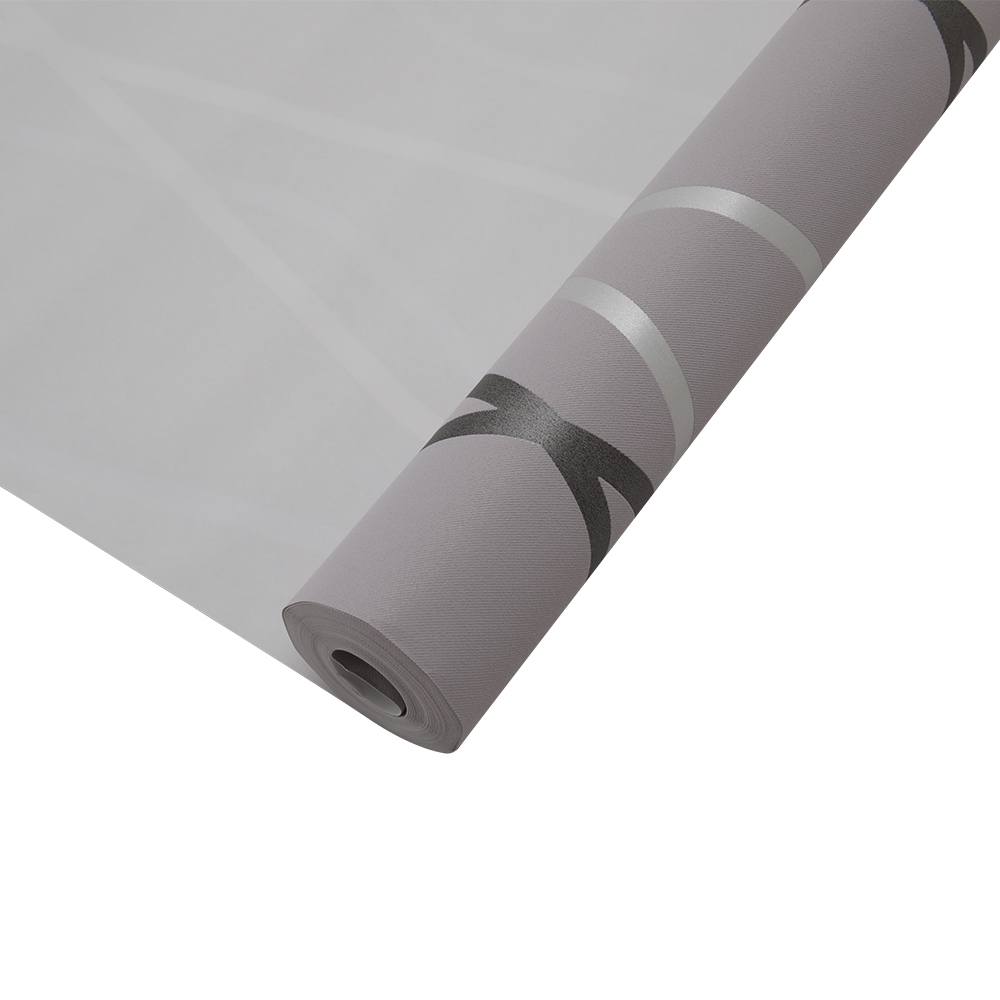 Living and Home Geometric Curves Grey Textured Non Woven Wallpaper Image 7