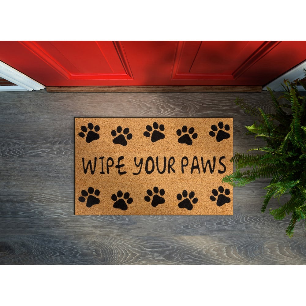 Eselle Astley Wipe Your Paws Printed Black Coir Door Mat 40 x 60cm Image 2