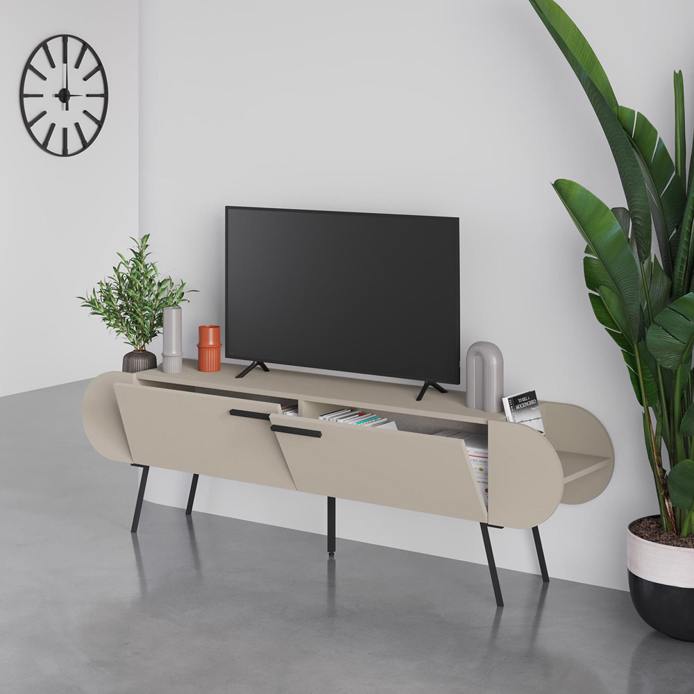 FWStyle Capsule 2 Door 2 Shelf Sandstone TV Unit Stand Image 3