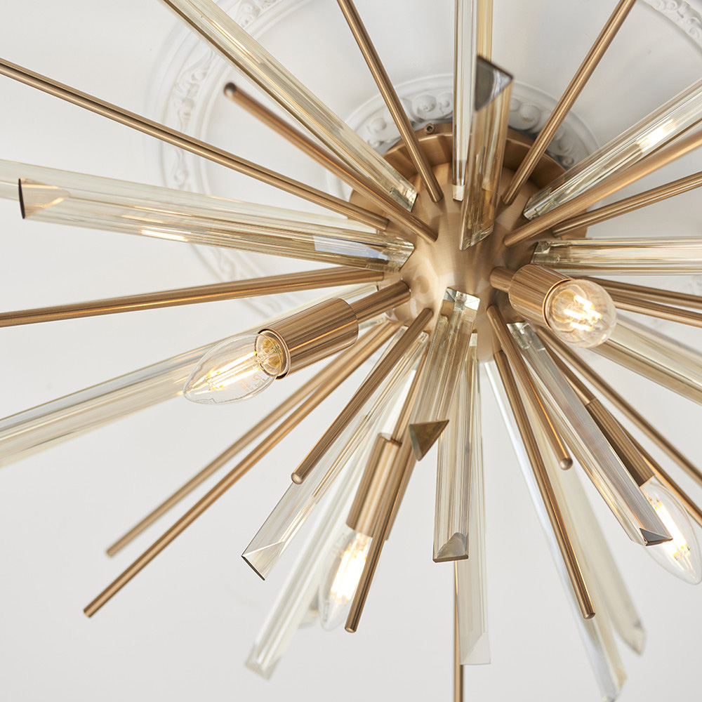 Merano Salerno Antique Brass and Champagne 4 Light Ceiling Pendant Image 4