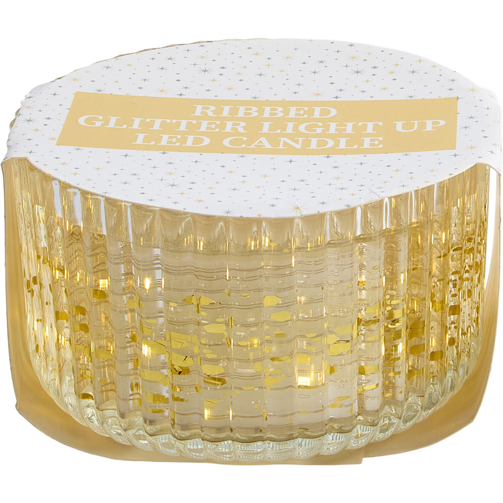 Ribbed Glitter Light-Up LED Candle Image 7