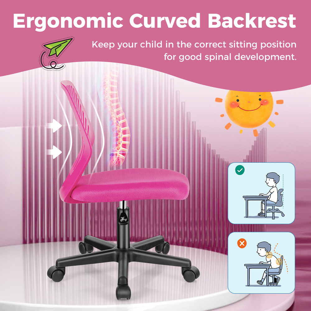 Costway Pink Ergonomic Children Study Chair Image 7