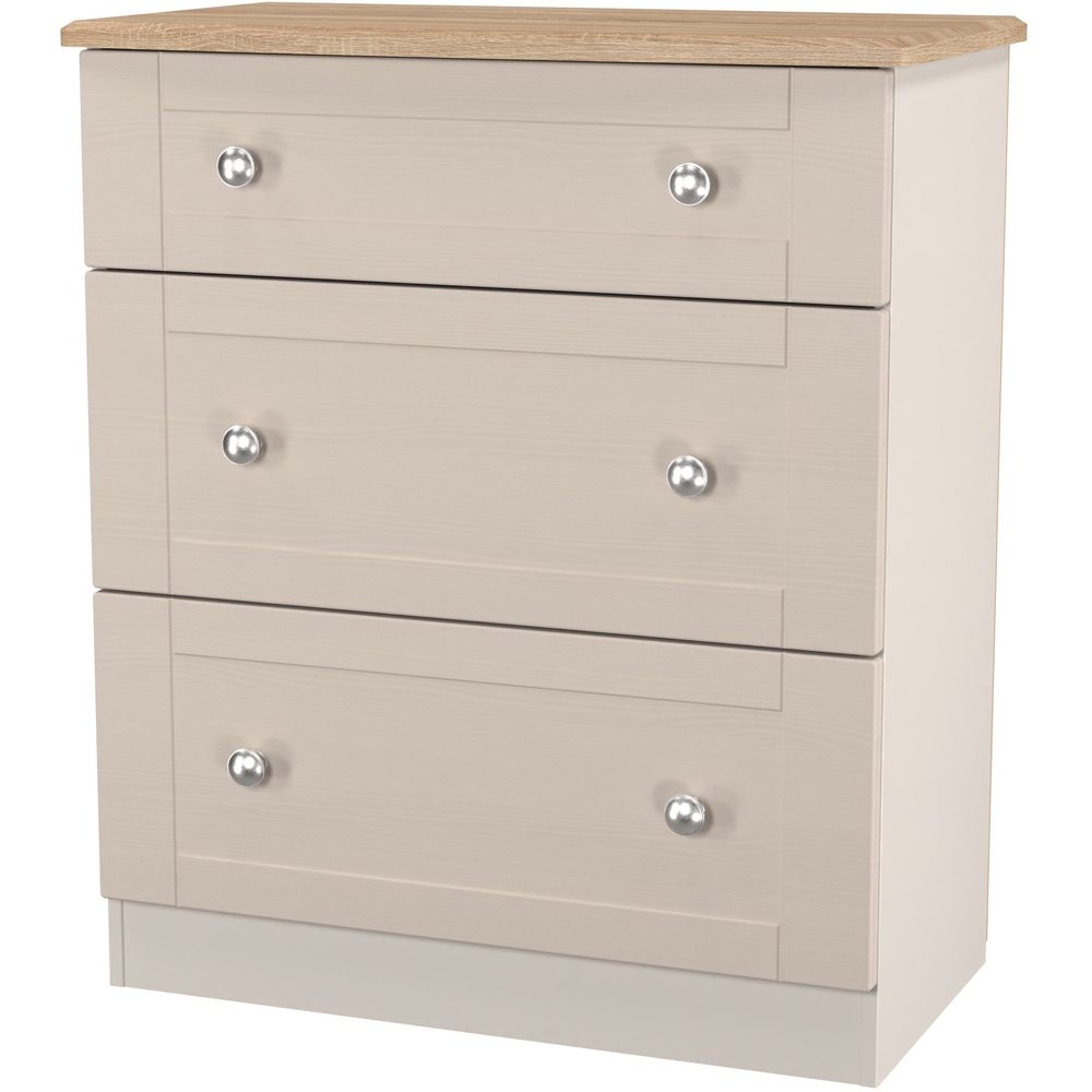 Crowndale Sussex 3 Drawer Kashmir Ash and Bardolino Oak Deep Chest of Drawers Ready Assembled Image 3