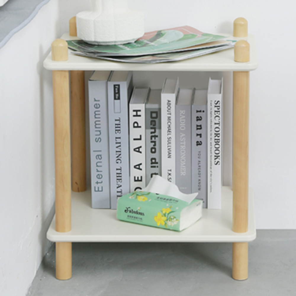 FurnitureHMD 2 Shelf White and Natural Bookcase Image 1