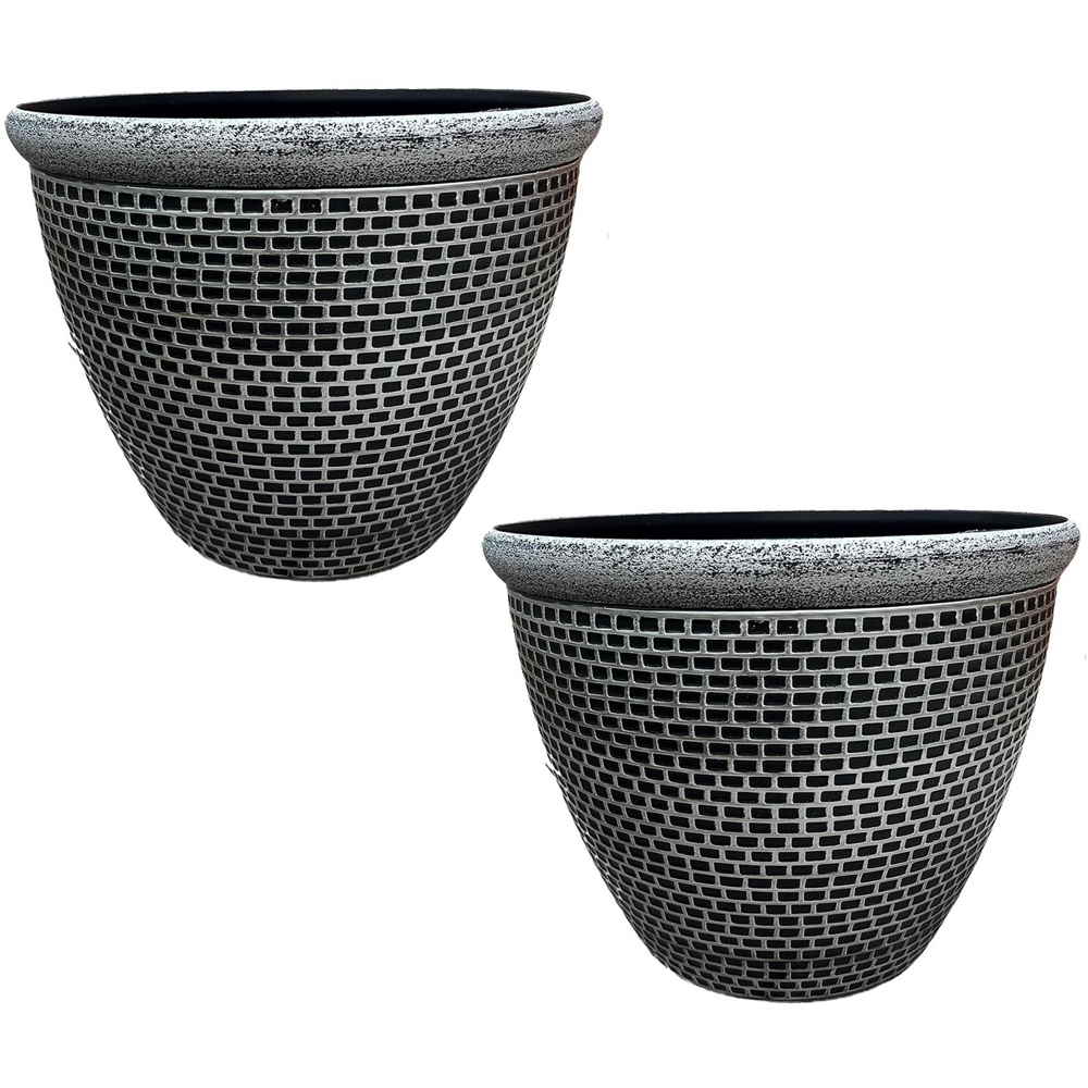 Gr8 Garden Cromarty Large Silver Plastic Plant Pot Large 36cm 2 Pack Image 1