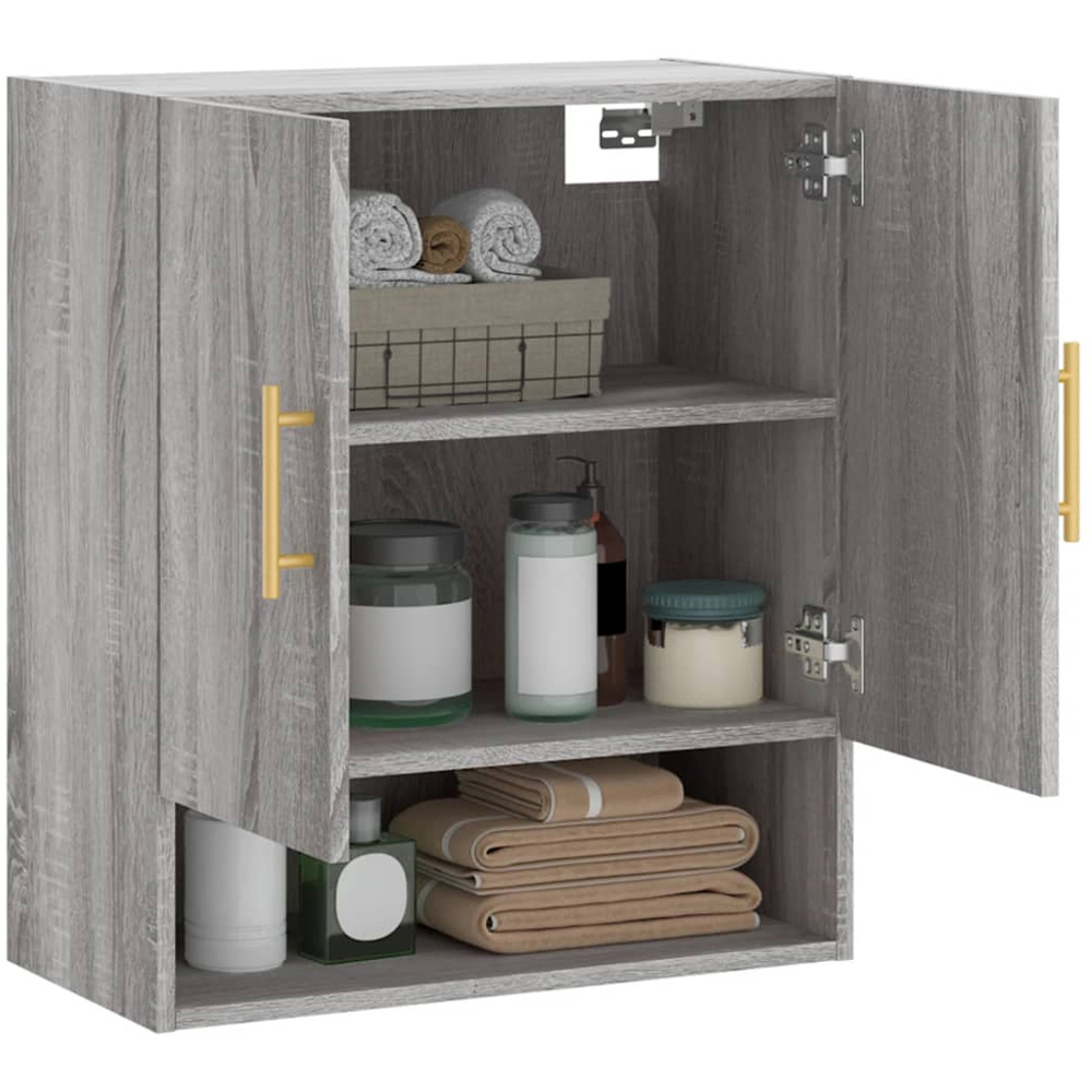 vidaXL 2 Door Single Shelf Grey Sonoma Wall Cabinet Image 4