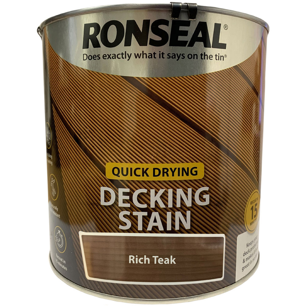Ronseal Quick Drying Rich Teak Decking Stain 2.5L Image 2