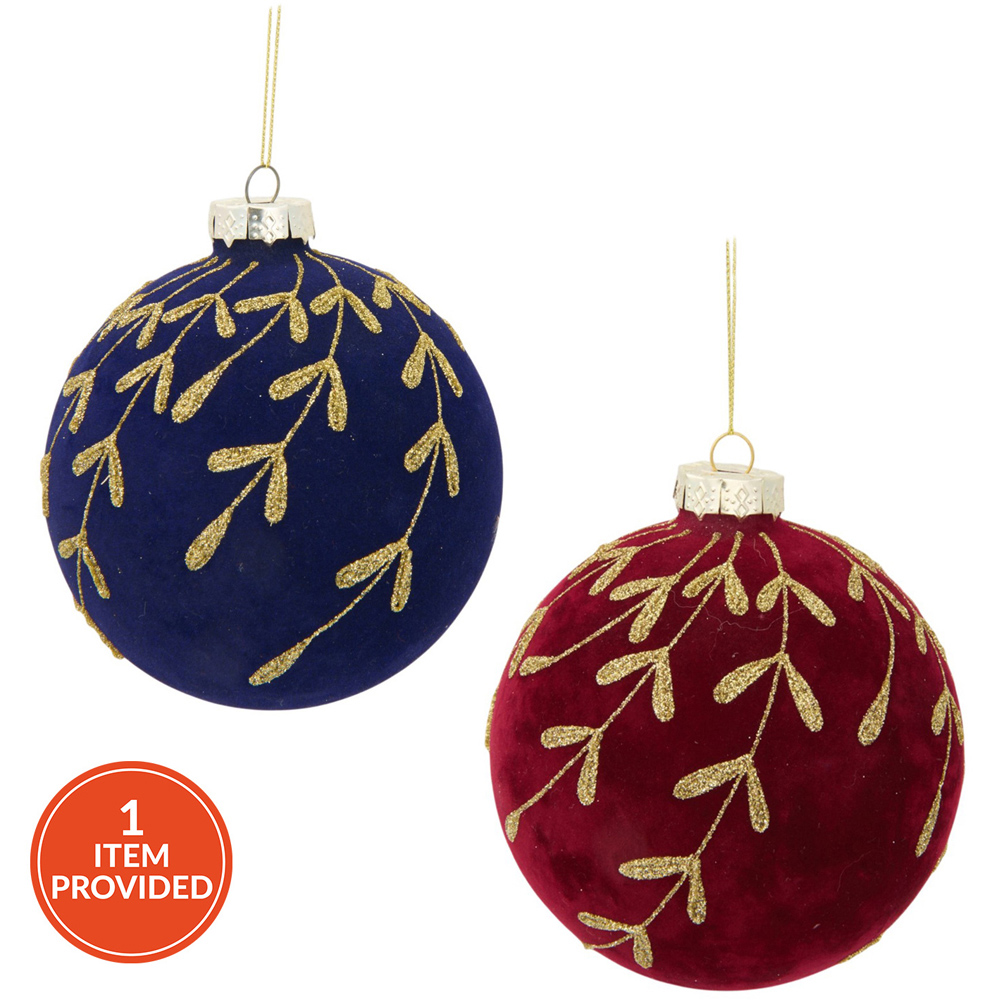 Traditional Flocked Leafy Bauble Image 1