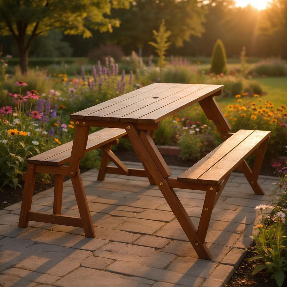 Thompson & Morgan Acacia 2-in-1 2 Seater Bench and Picnic Table Image 7