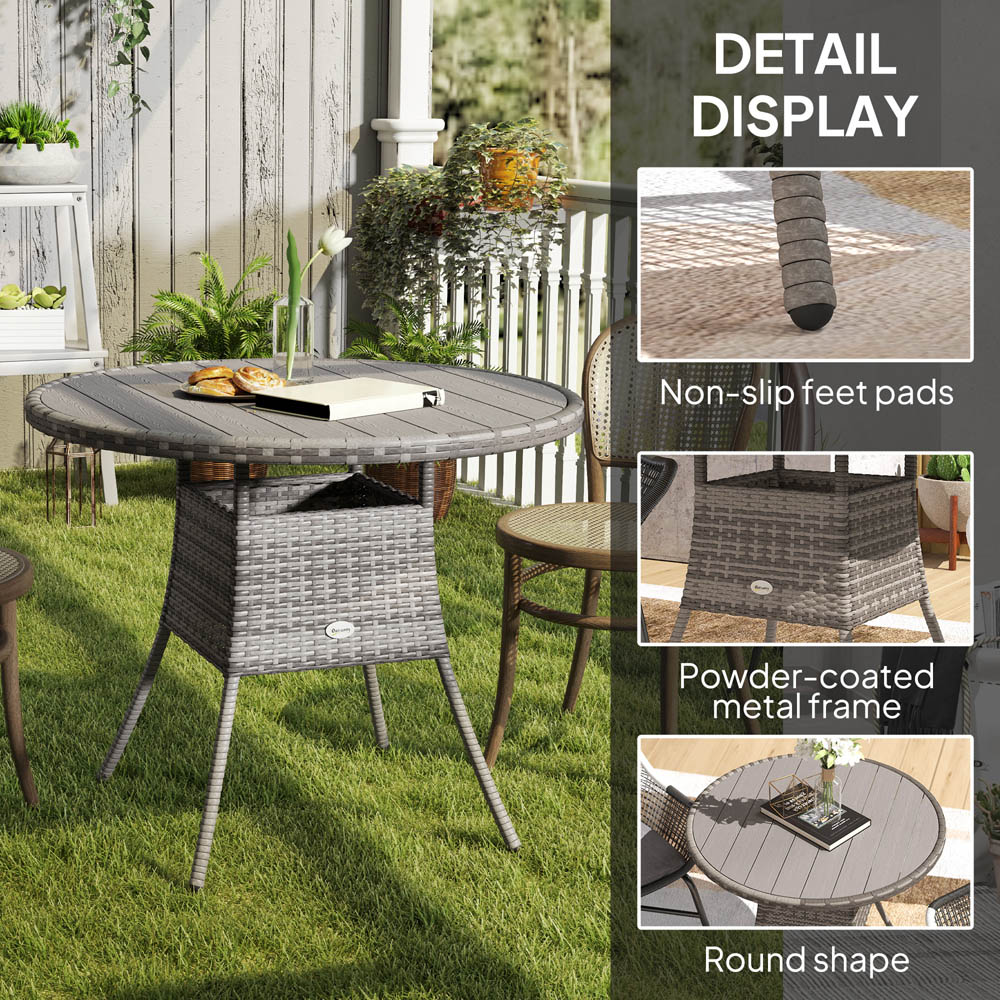 Outsunny 4 Seater Rattan Outdoor Dining Table Grey Image 4