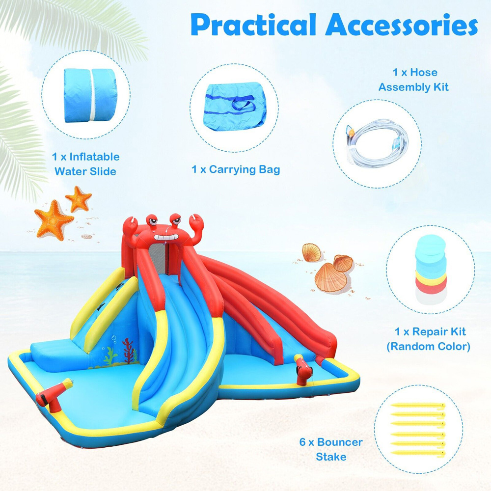 Costway Crab Themed Water Slide Bounce House with Climbing Wall Image 7