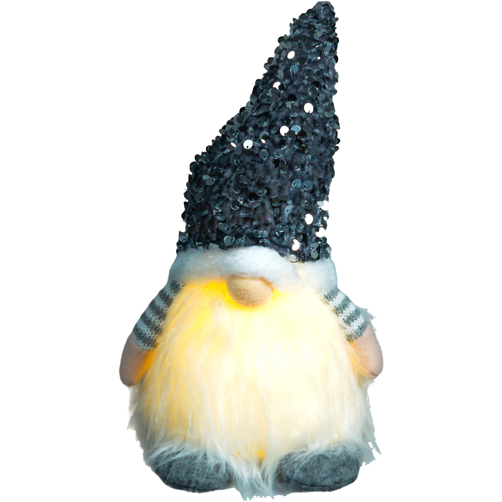 Xmas Haus Silver Sparkly Light Up Festive Gonk Decoration Image 1