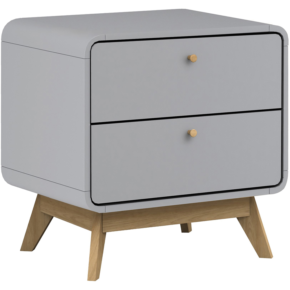 Loft24 Cassie 2 Drawer Grey Nightstand Image 2
