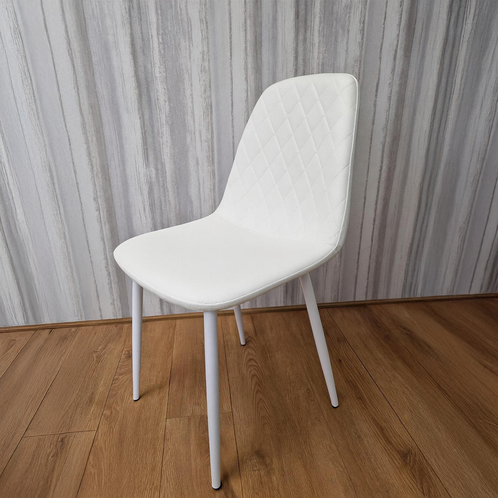 Kosy Koala 4 Seater Round Faux Leather Wooden Dining Set White Image 3