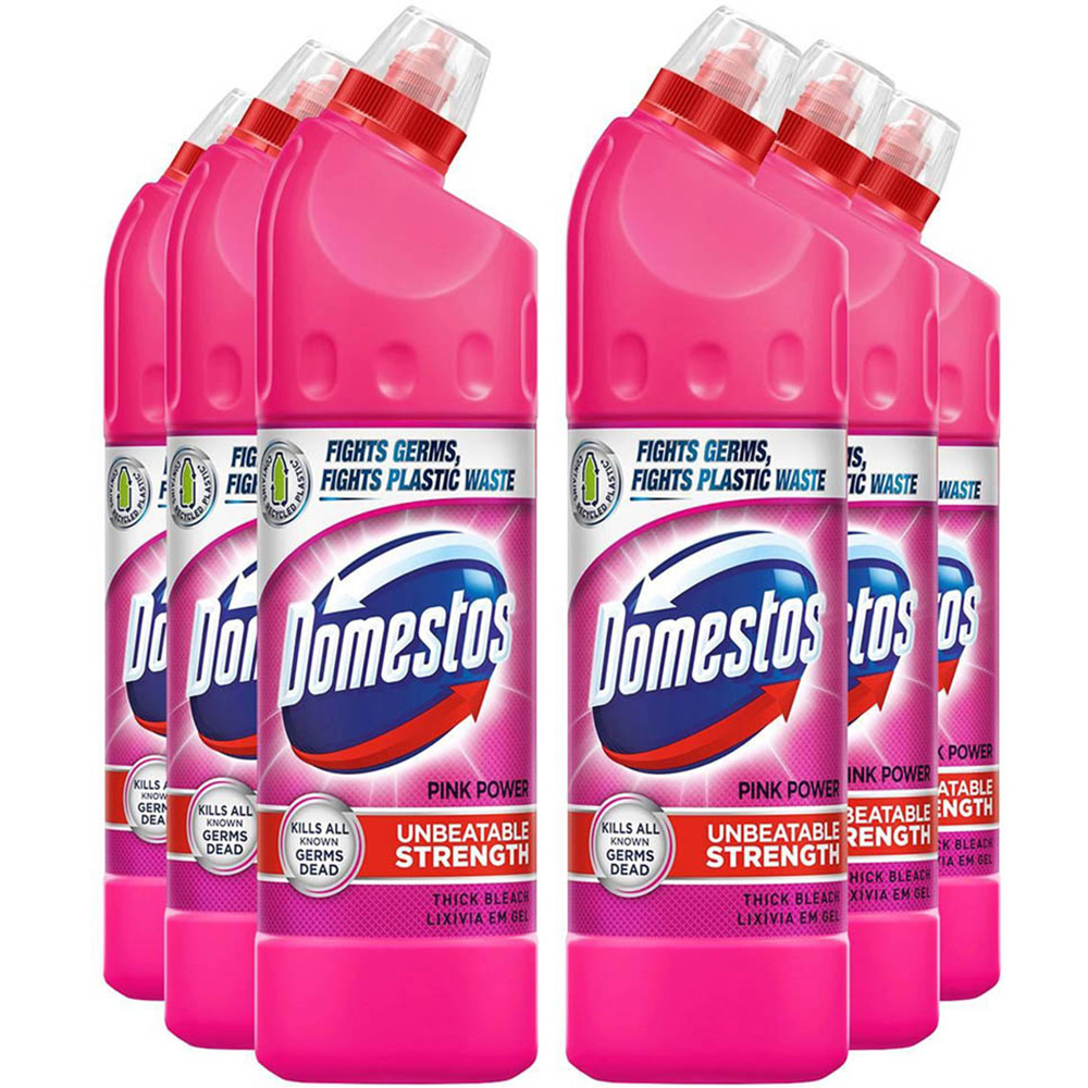Domestos Pink Power Thick Bleach 750ml 6 Pack Image 1