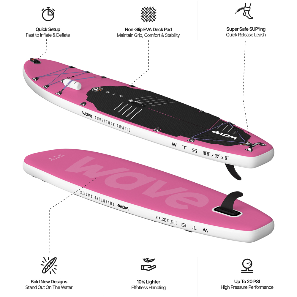 Wave What The SUP?! 10.9ft Pink Inflatable Paddleboard Image 3