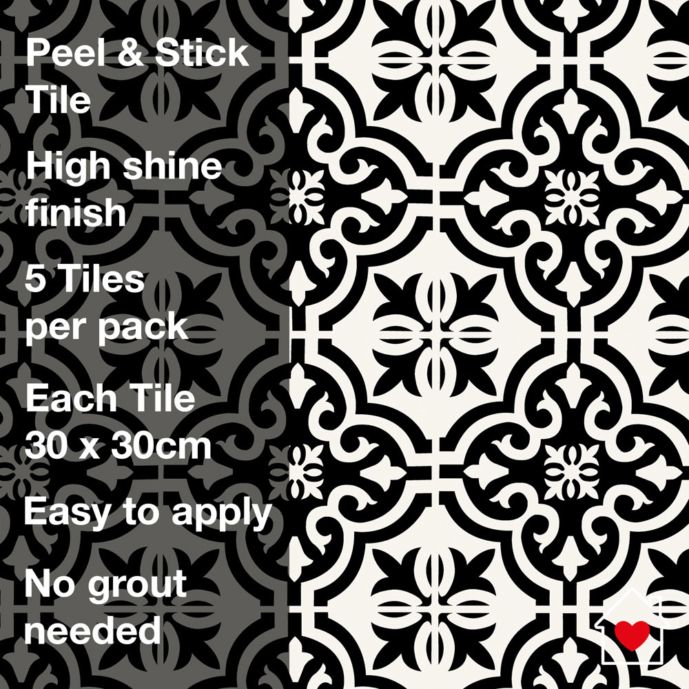 Arthouse ArtiFIX Black Motif Sticky Back Wall Tile 5 Pack Image 5