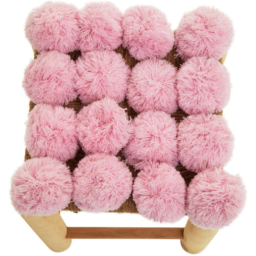 Premier Housewares West Village Pink Pom Pom Stool Image 2