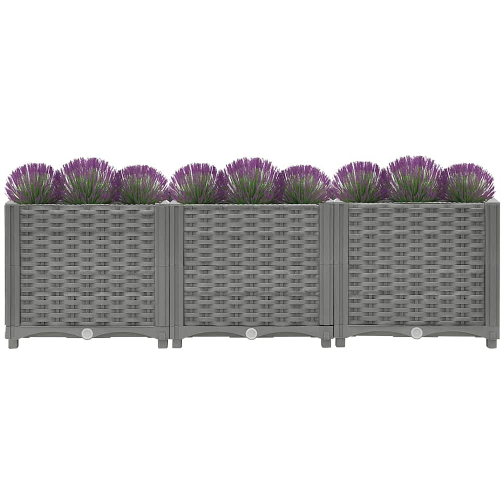 vidaXL Light Grey Polypropylene Raised Garden Bed 38 x 40 x 120cm Image 3