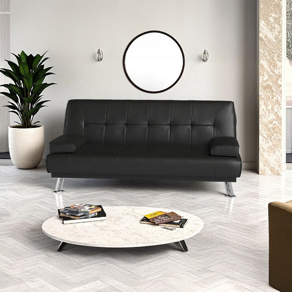 Indoor Living Jace 3 Seater Black Leather Sofa Bed Image 7