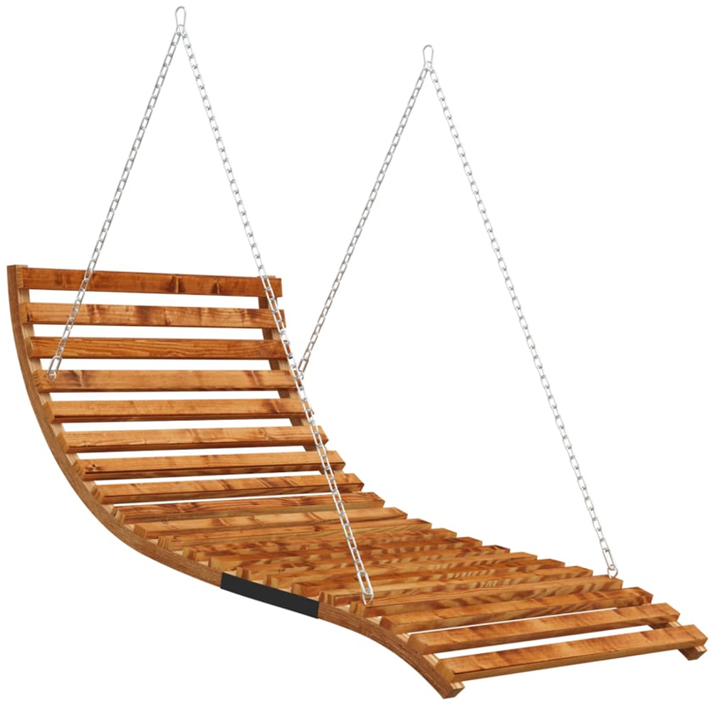 vidaXL Brown and Cream Solid Spruce Wood Swing Bed with Canopy Image 3
