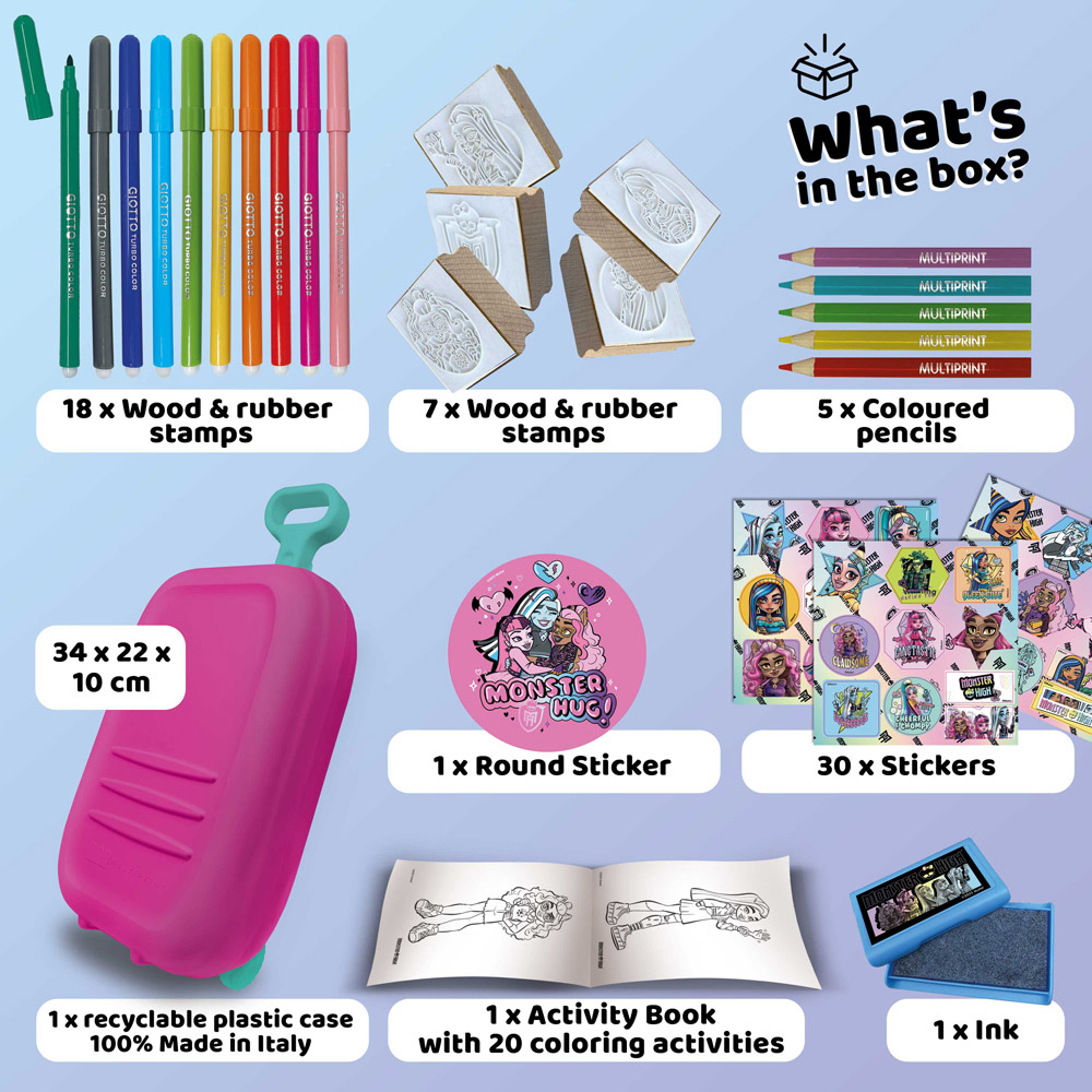 Multiprint Monster High Kids Colouring and Stamp Trolley Set Image 2