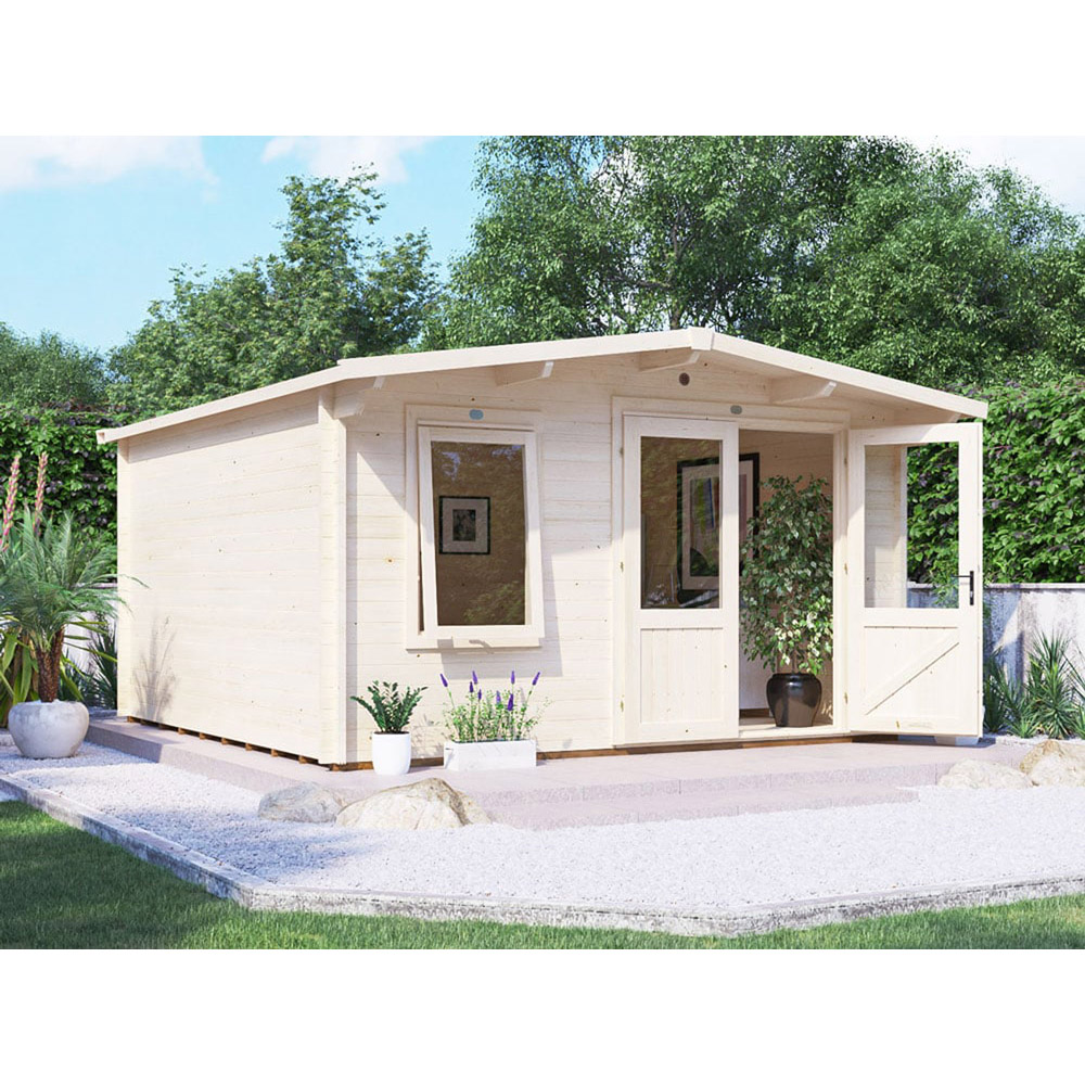 Dunster House Severn 13 x 13ft Brown Garden Log Cabin Image 2