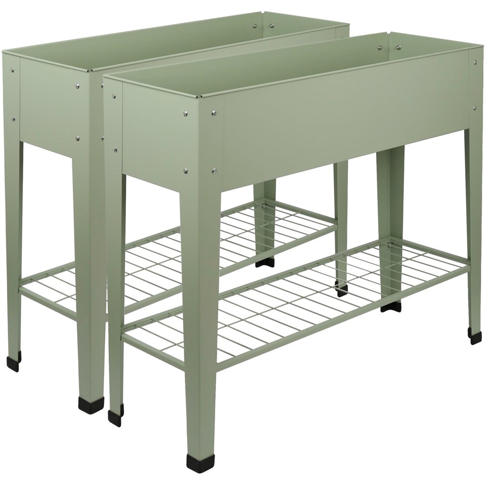 Harbour Housewares Green Raised Garden Bed with Legs and Storage Shelf 2 Pack Image 1