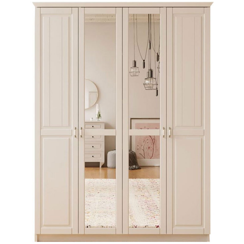 Evu Charlotte 4 Door White Mirror Wardrobe Image 2