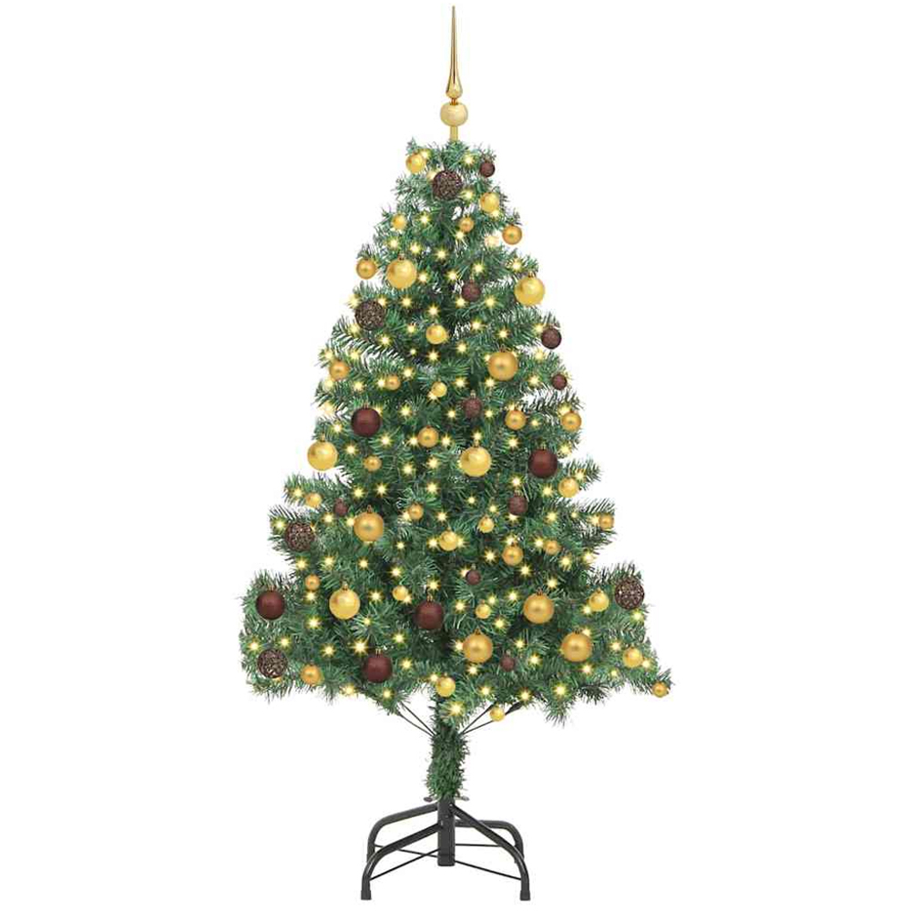 vidaXL Pre-Lit Gold Baubles Green Artificial Christmas Tree 6ft Image 1