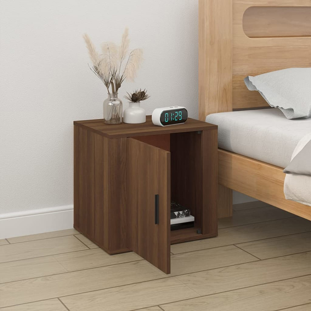 vidaXL Single Drawer Brown Oak Bedside Cabinet Image 8