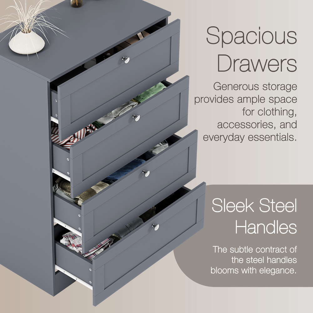 VIDA DESIGNS Altino 4 Drawer Grey Shaker-Style Chest of Drawers Image 7