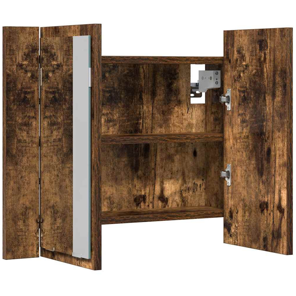 vidaXL 2 Door LED Mirror Smoked Oak Wooden Cabinet Image 3