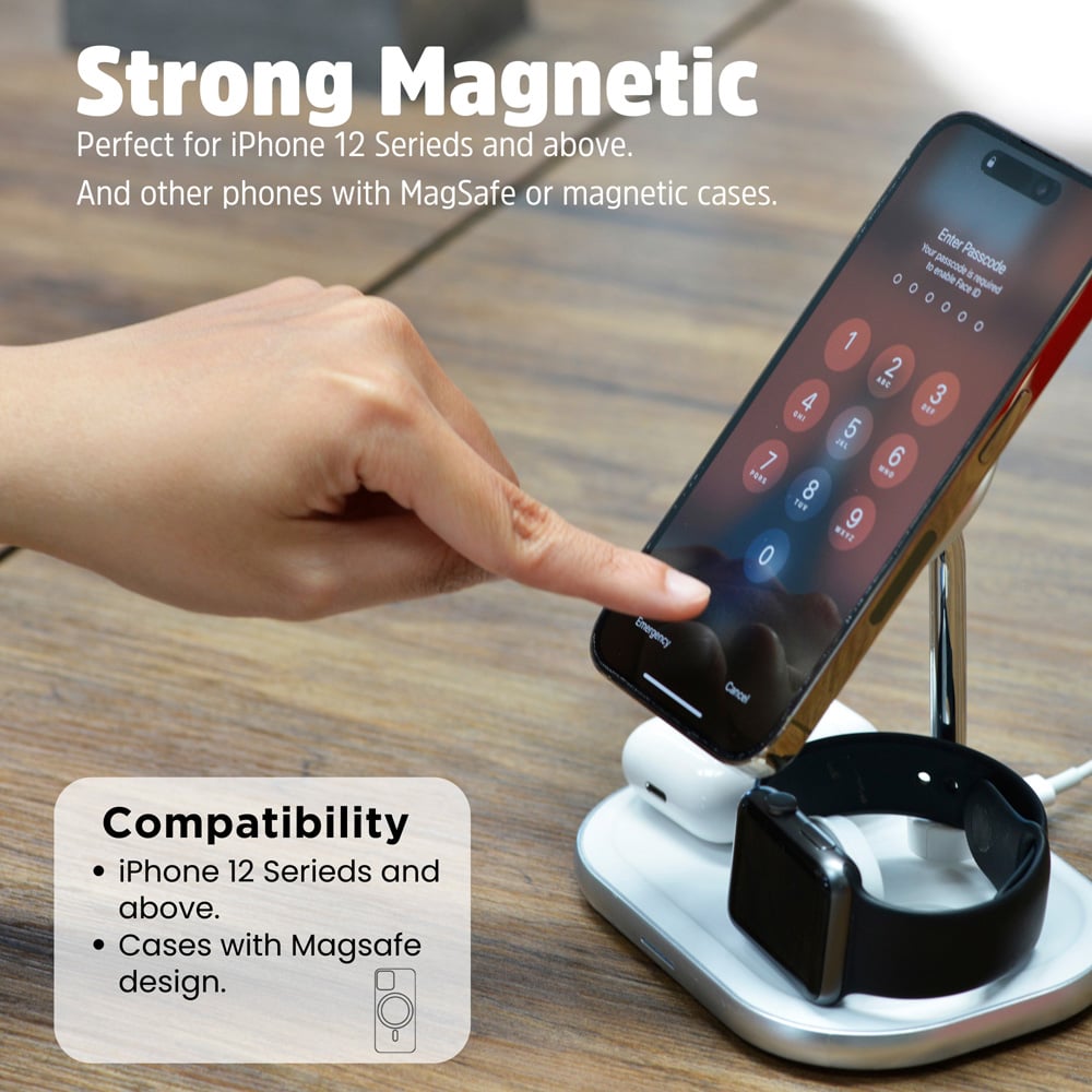 Energizer WCP303 3-in-1 White QI Wireless Charging Stand 15W Image 5